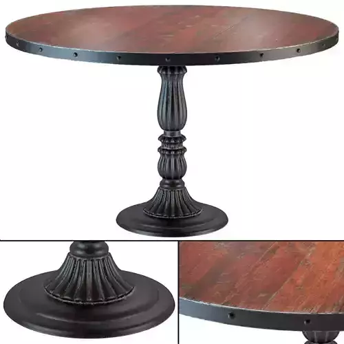 French Soda Fountain Distressed Wood Kitchen Table 3D model
