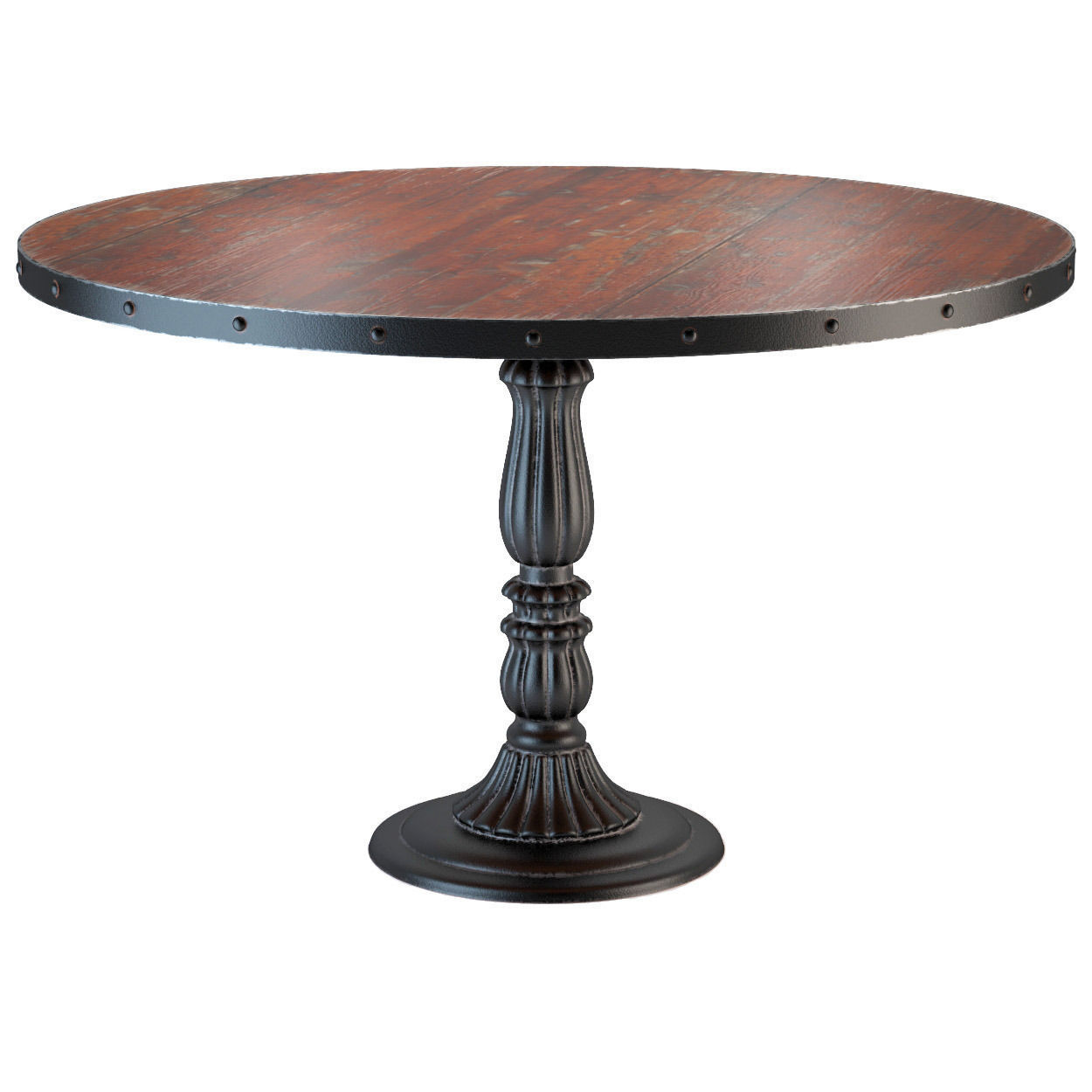 French Soda Fountain Distressed Wood Kitchen Table 3D model_4