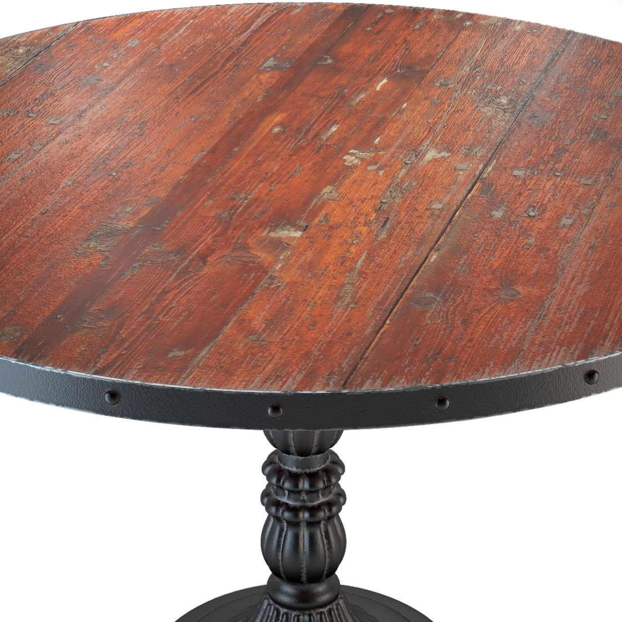 French Soda Fountain Distressed Wood Kitchen Table 3D model_2