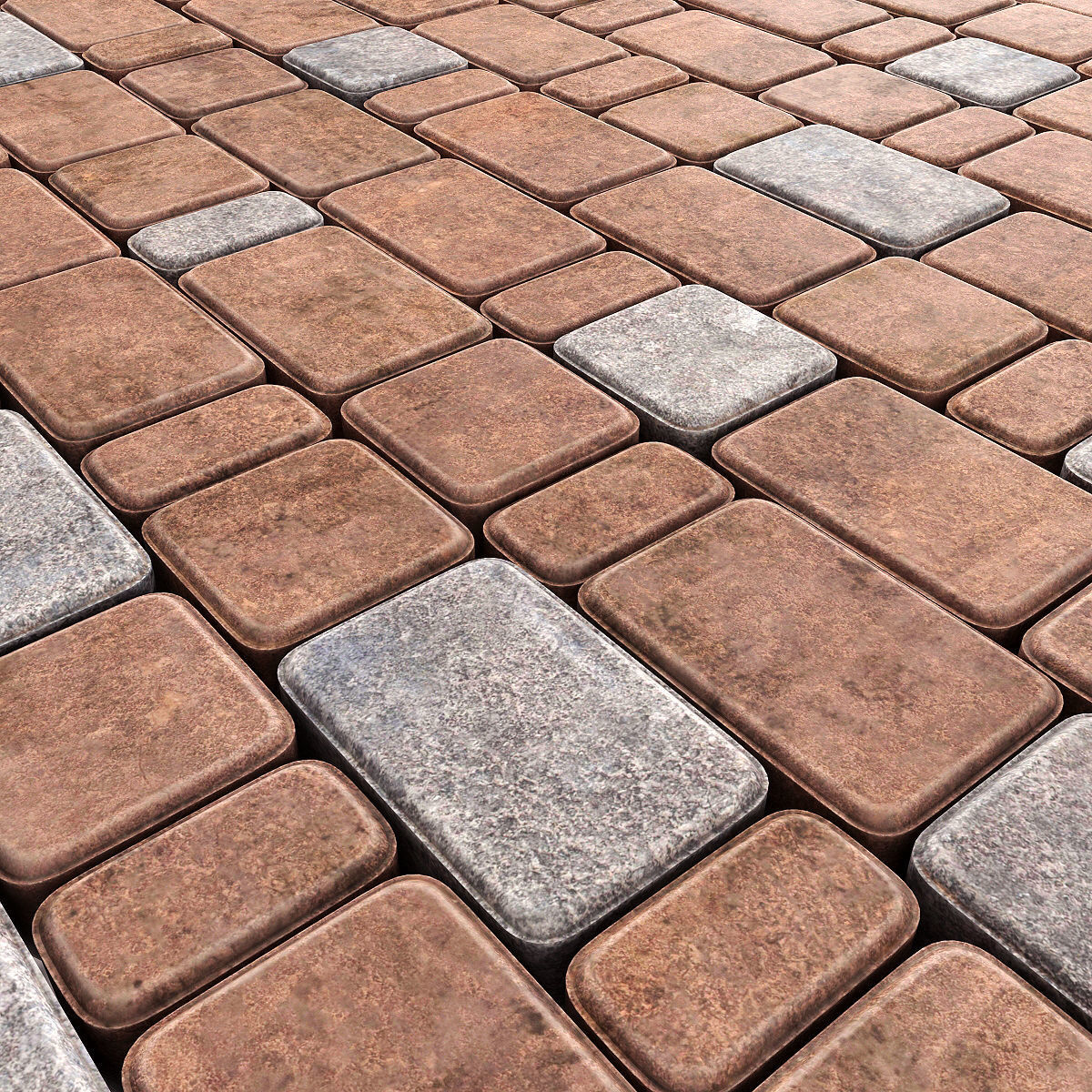 Paving stone red and gray 3D model_3