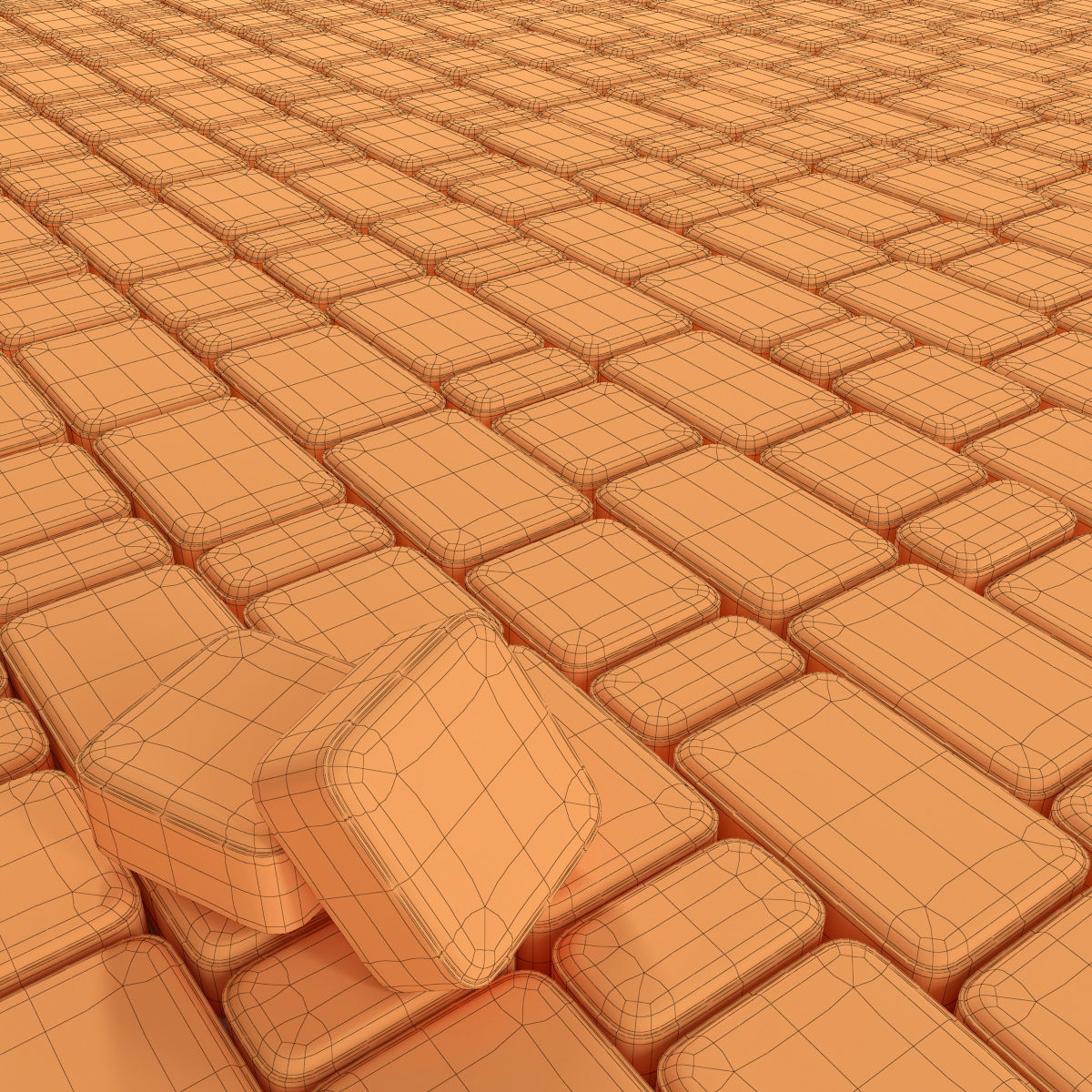 Paving stone red and gray 3D model_4