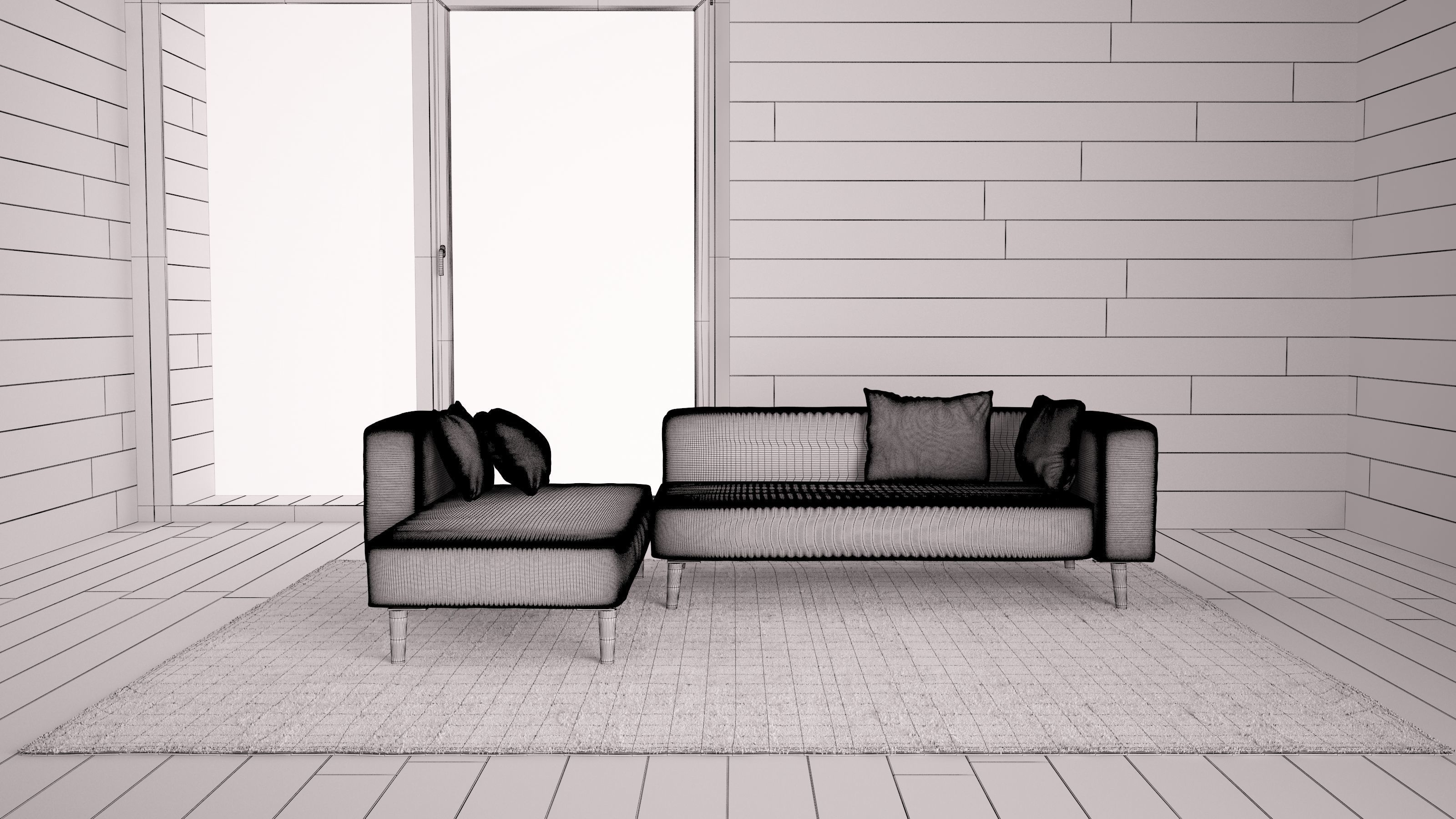 Sofa set - Interior Furniture 01 3D model_7