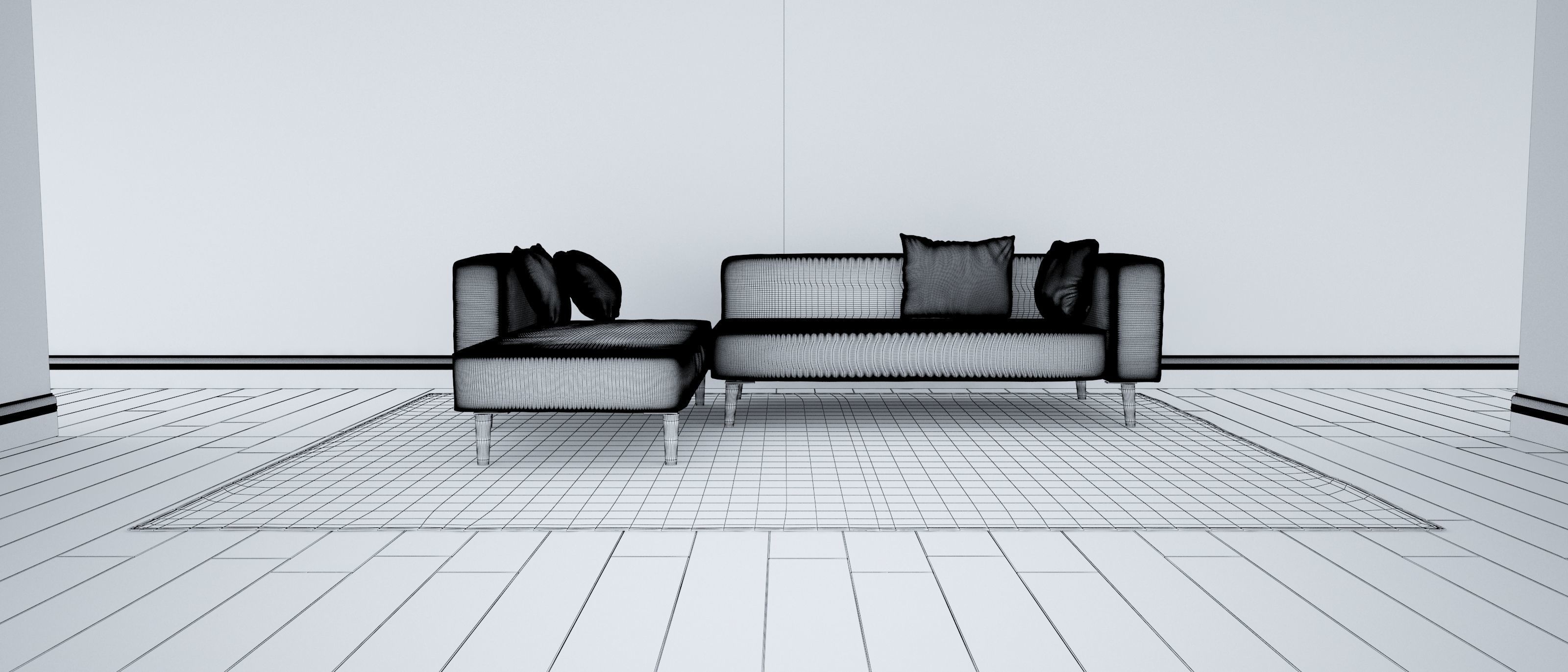 Sofa set - Interior Furniture 01 3D model_1