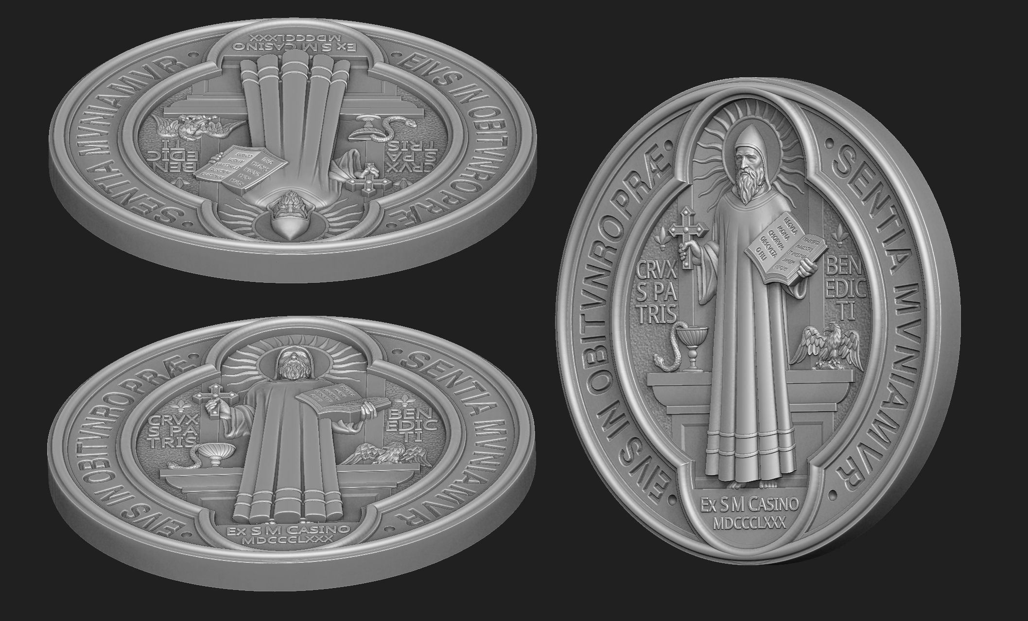 Saint Benedict Medal 3D print model_3
