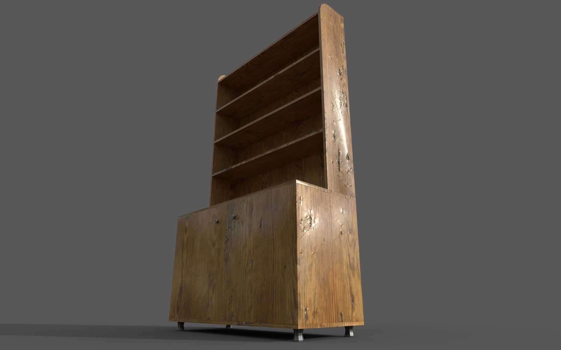 Old Wooden Cabinet Low-poly 3D model_8