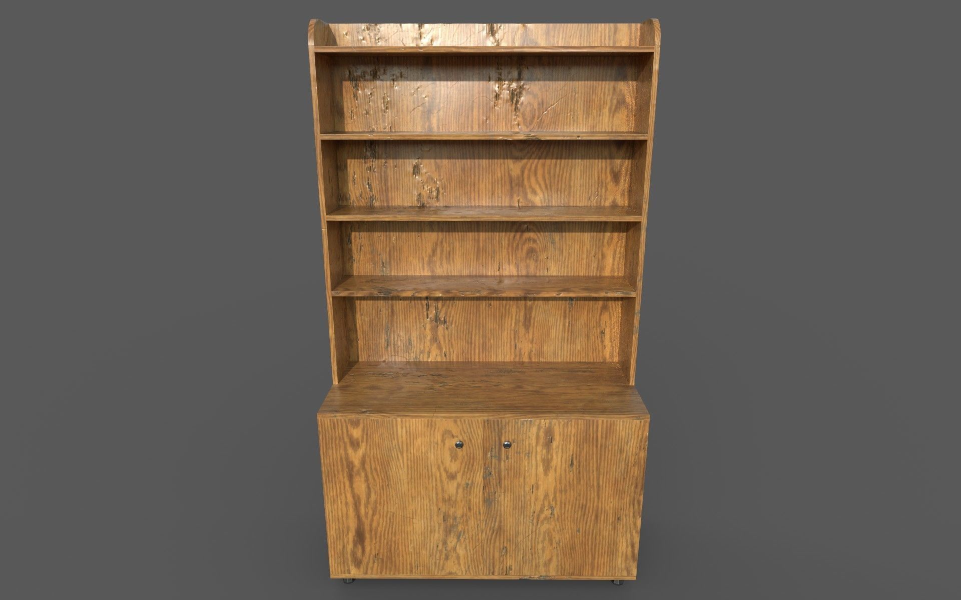 Old Wooden Cabinet Low-poly 3D model_9