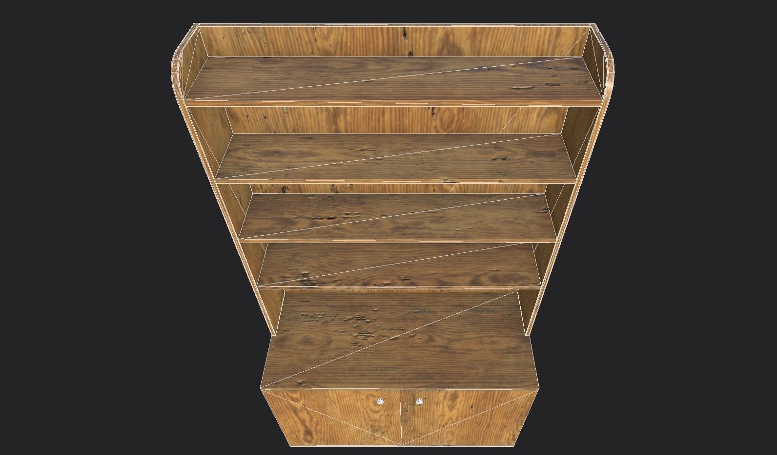 Old Wooden Cabinet Low-poly 3D model_15