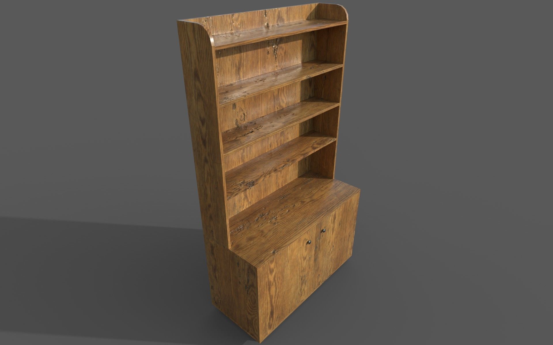 Old Wooden Cabinet Low-poly 3D model_6
