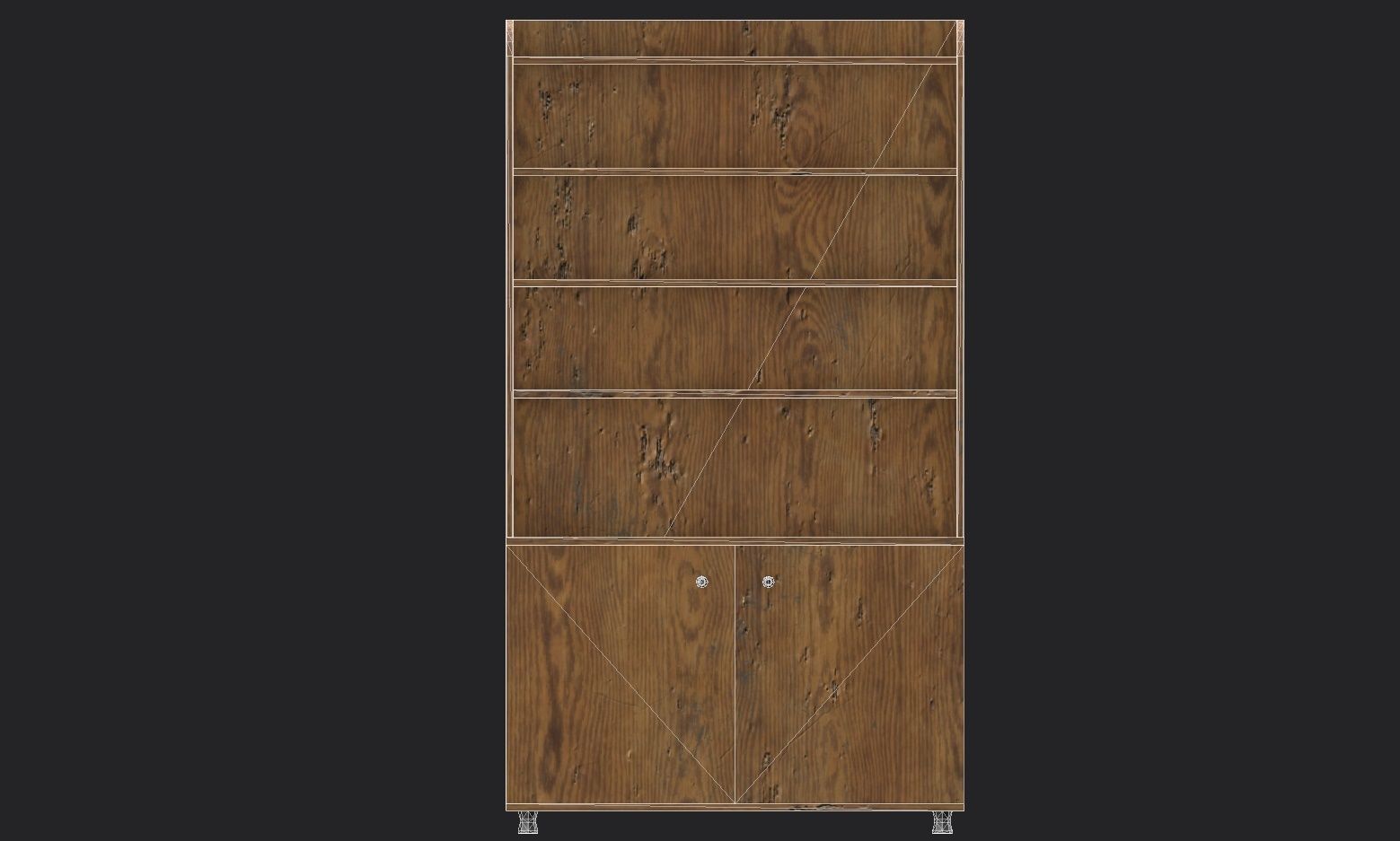 Old Wooden Cabinet Low-poly 3D model_10