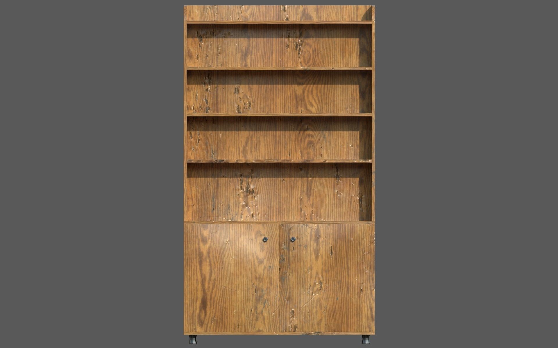 Old Wooden Cabinet Low-poly 3D model_1