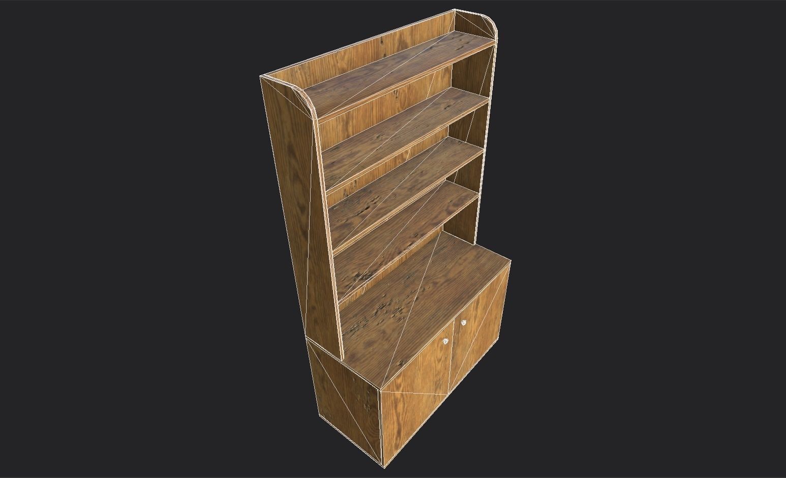 Old Wooden Cabinet Low-poly 3D model_14