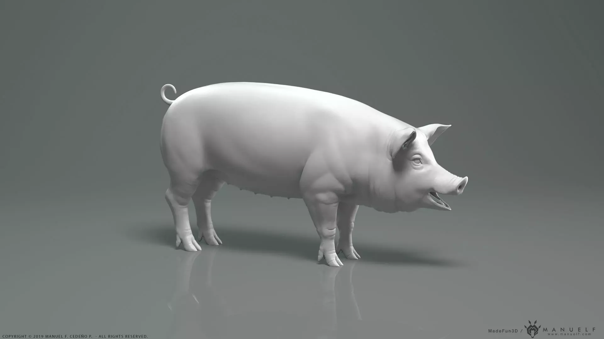 Pig - Highpoly Sculpture 3D model_0