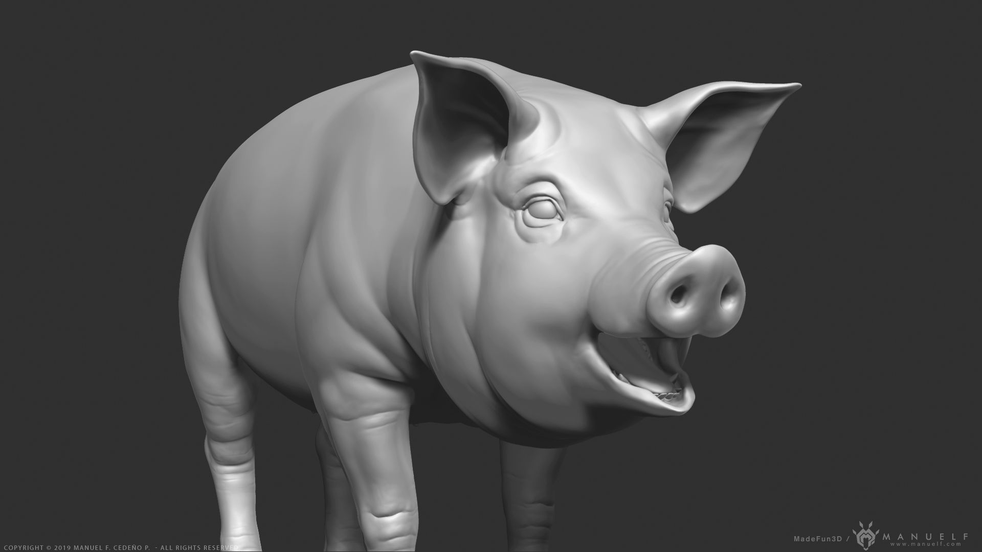 Pig - Highpoly Sculpture 3D model_5