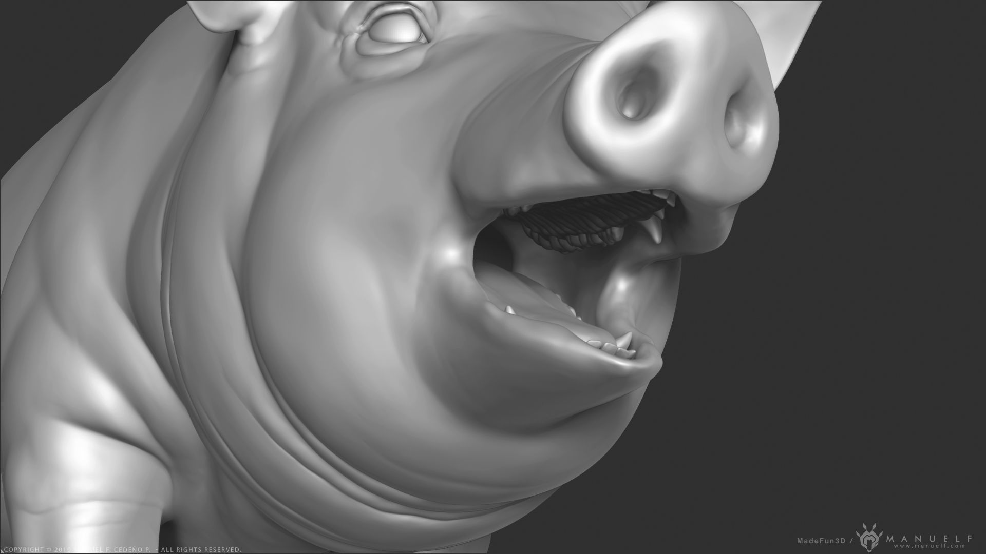 Pig - Highpoly Sculpture 3D model_13