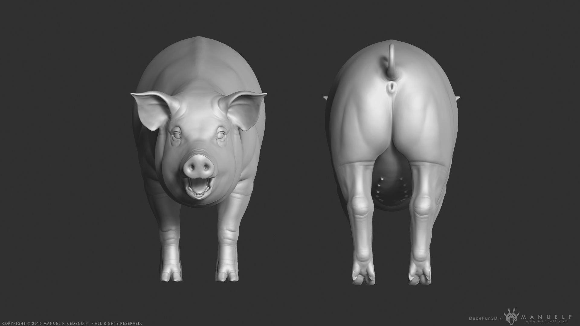 Pig - Highpoly Sculpture 3D model_11