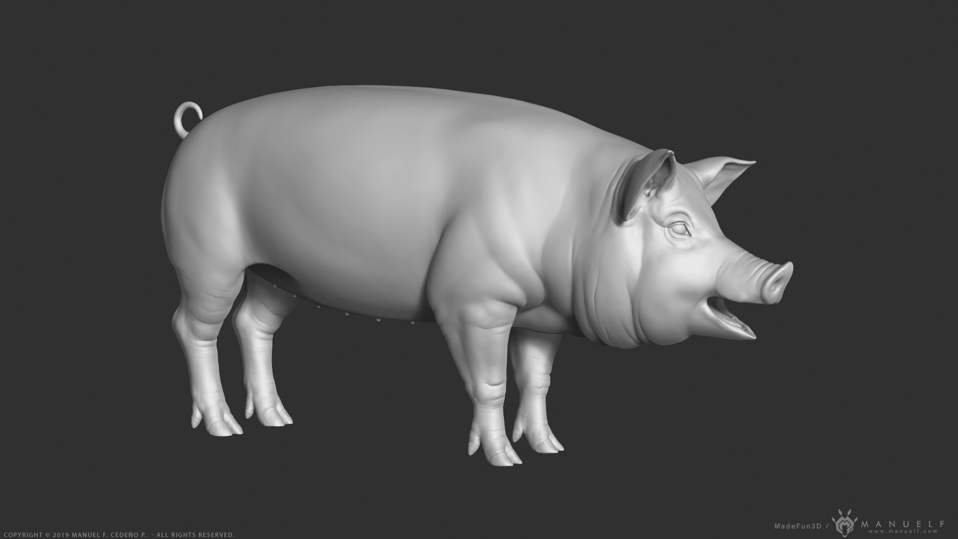 Pig - Highpoly Sculpture 3D model_1