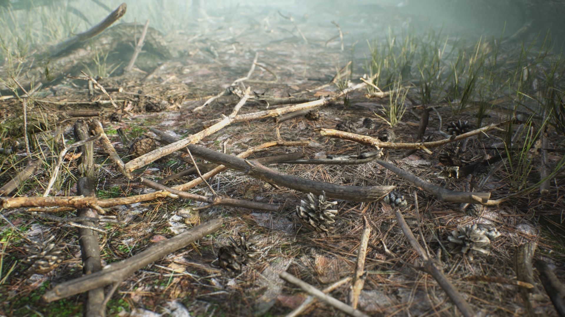 Pine Twigs and Cones Low-poly 3D model_2