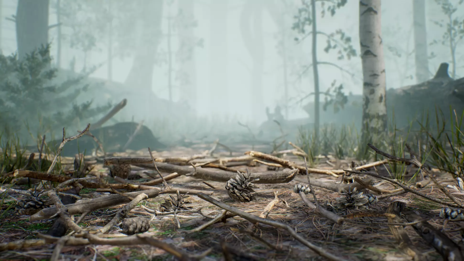 Pine Twigs and Cones Low-poly 3D model_0