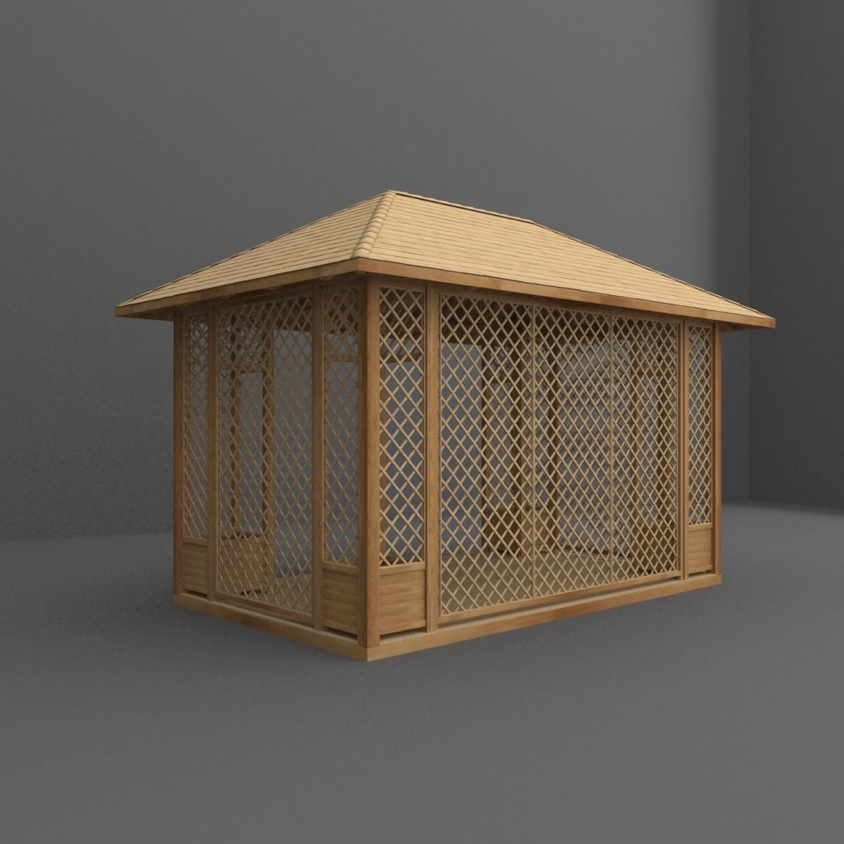gazebo wooden 3D model_5