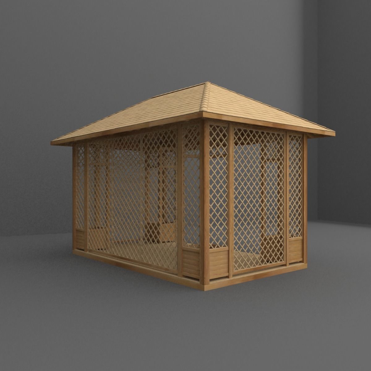 gazebo wooden 3D model_3