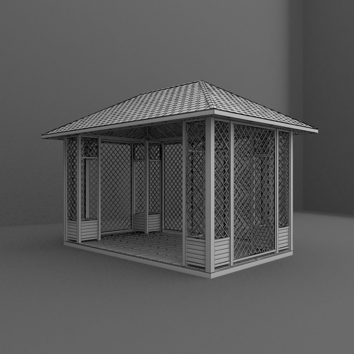 gazebo wooden 3D model_8