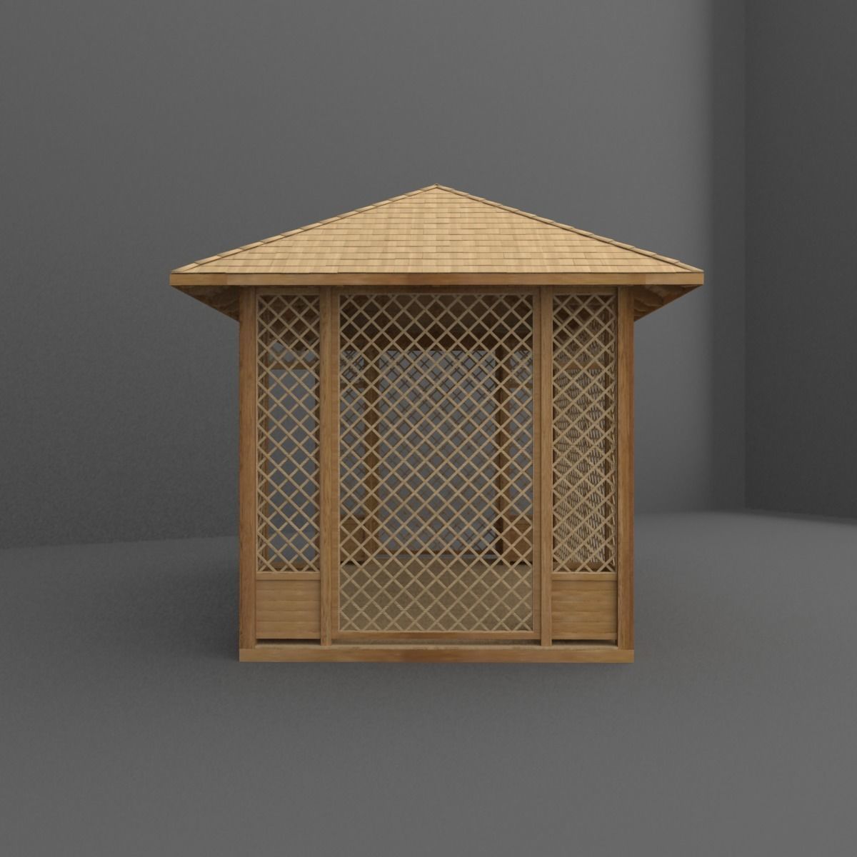 gazebo wooden 3D model_6