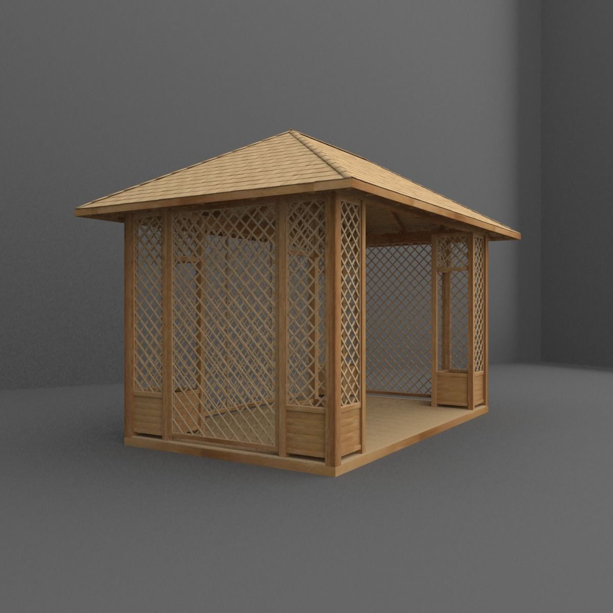 gazebo wooden 3D model_1