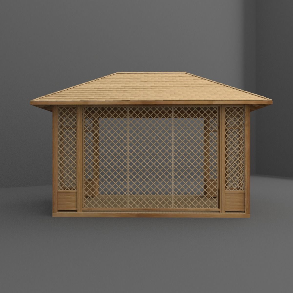 gazebo wooden 3D model_4