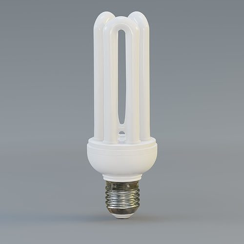 U-shaped energy saving light bulb Low-poly 3D model