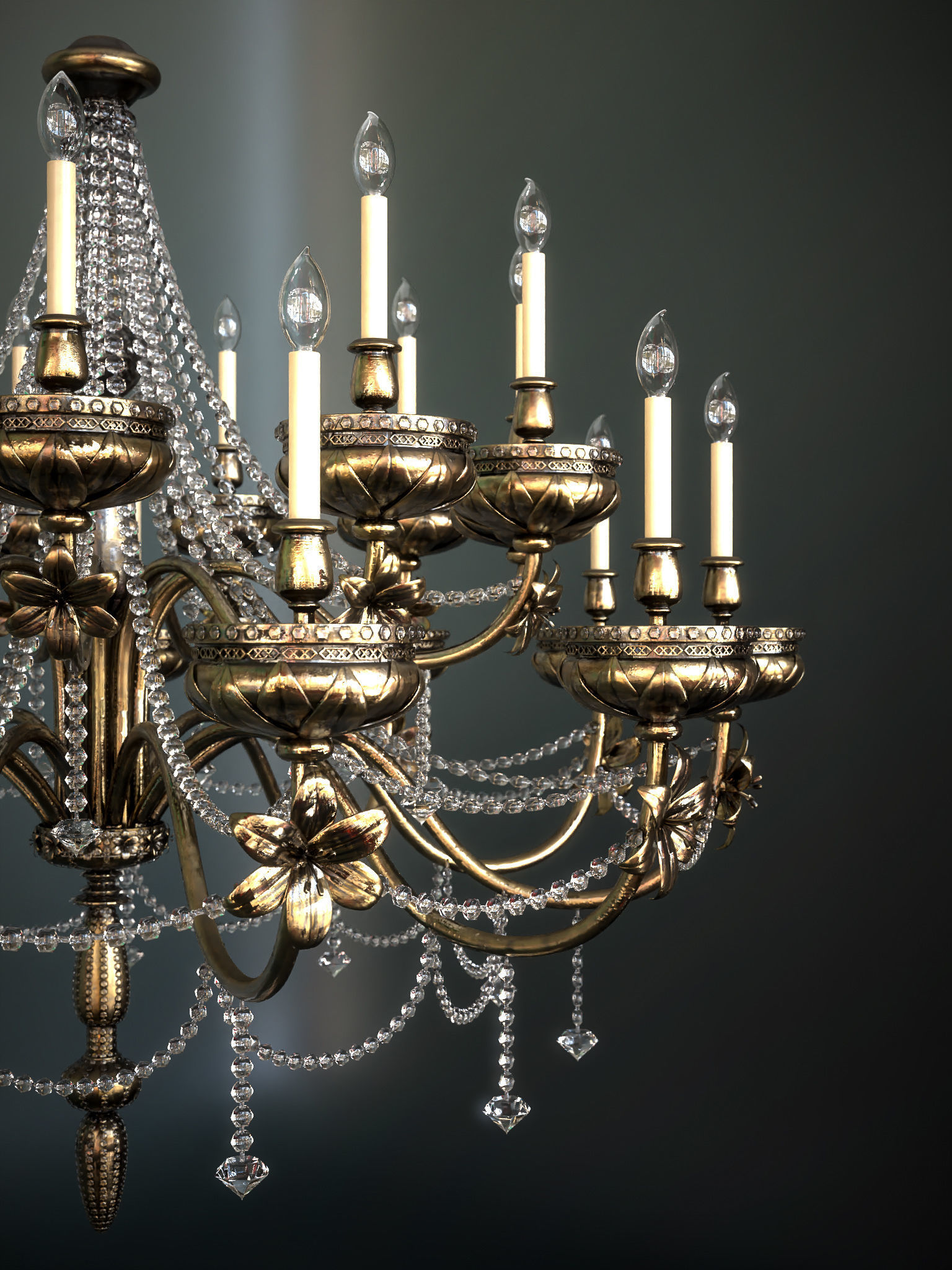 Ornate Floral Chandelier 3D model_4