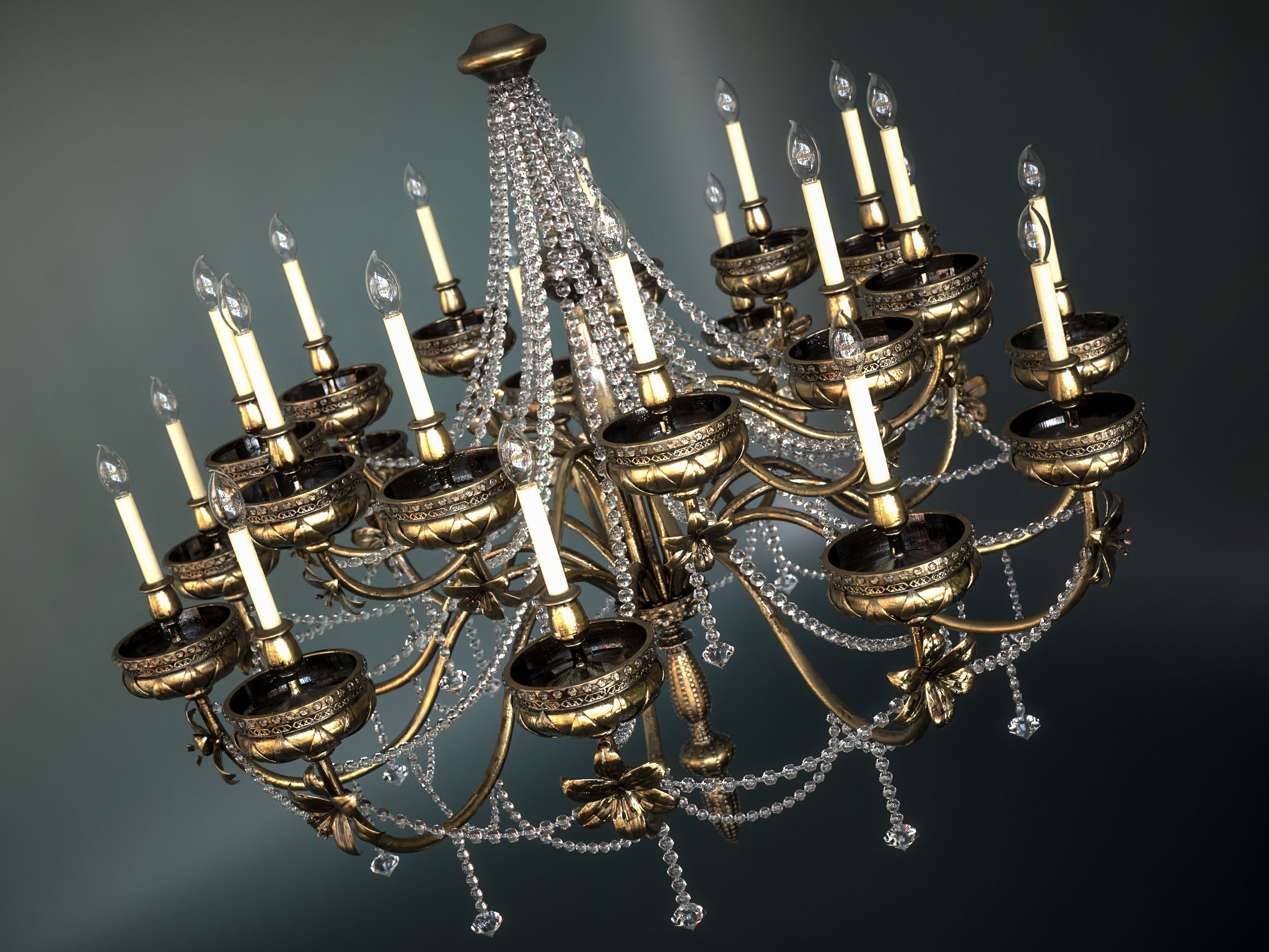 Ornate Floral Chandelier 3D model_2