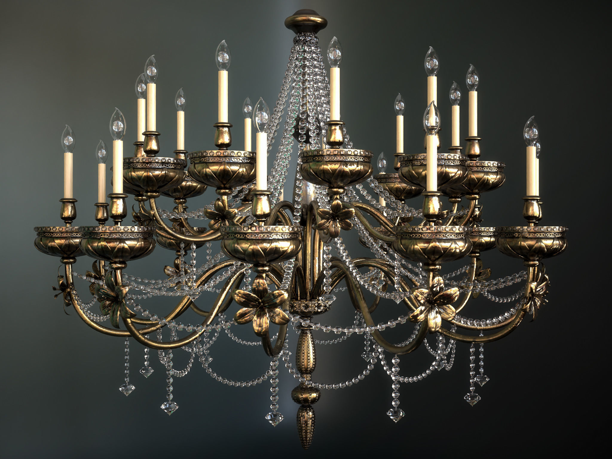 Ornate Floral Chandelier 3D model_3