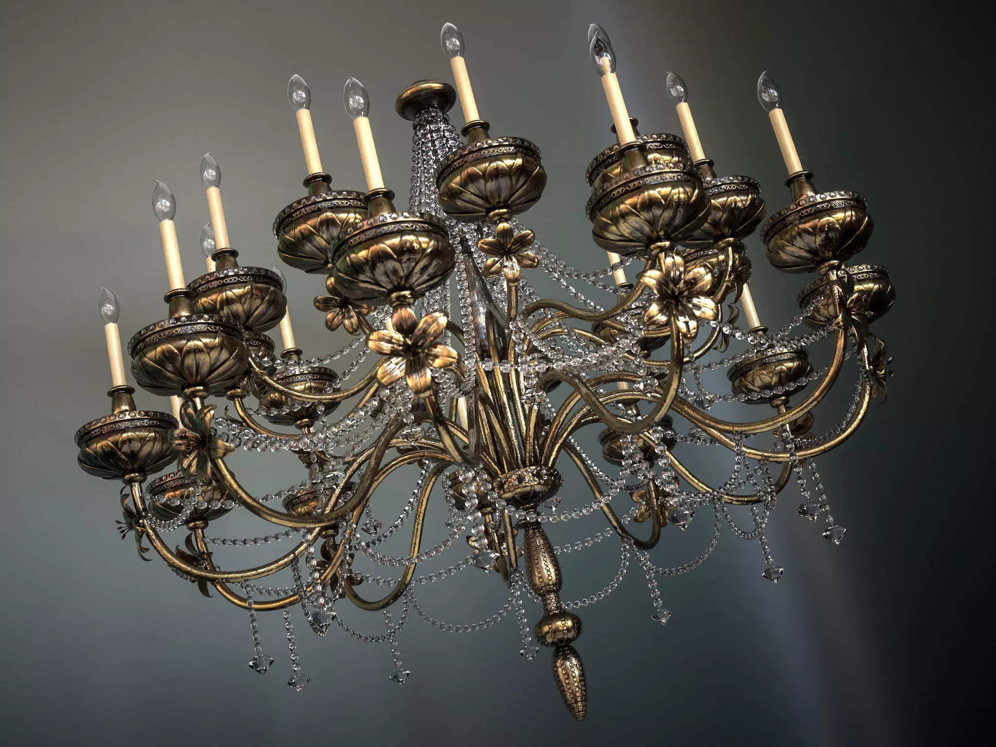 Ornate Floral Chandelier 3D model_0