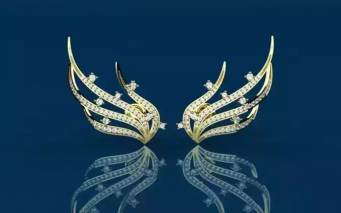 Ear Cuff Earrings Light Beams - Jewelry 3D - BR-217