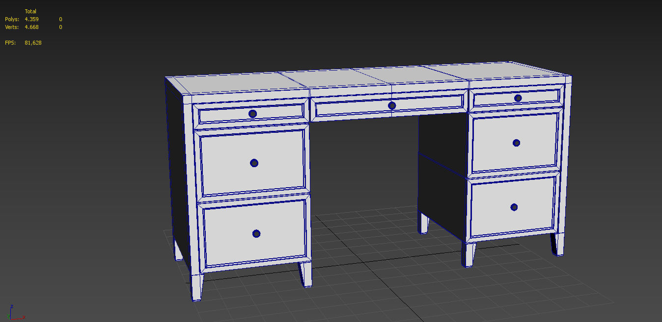 Writing desk 3D model_4