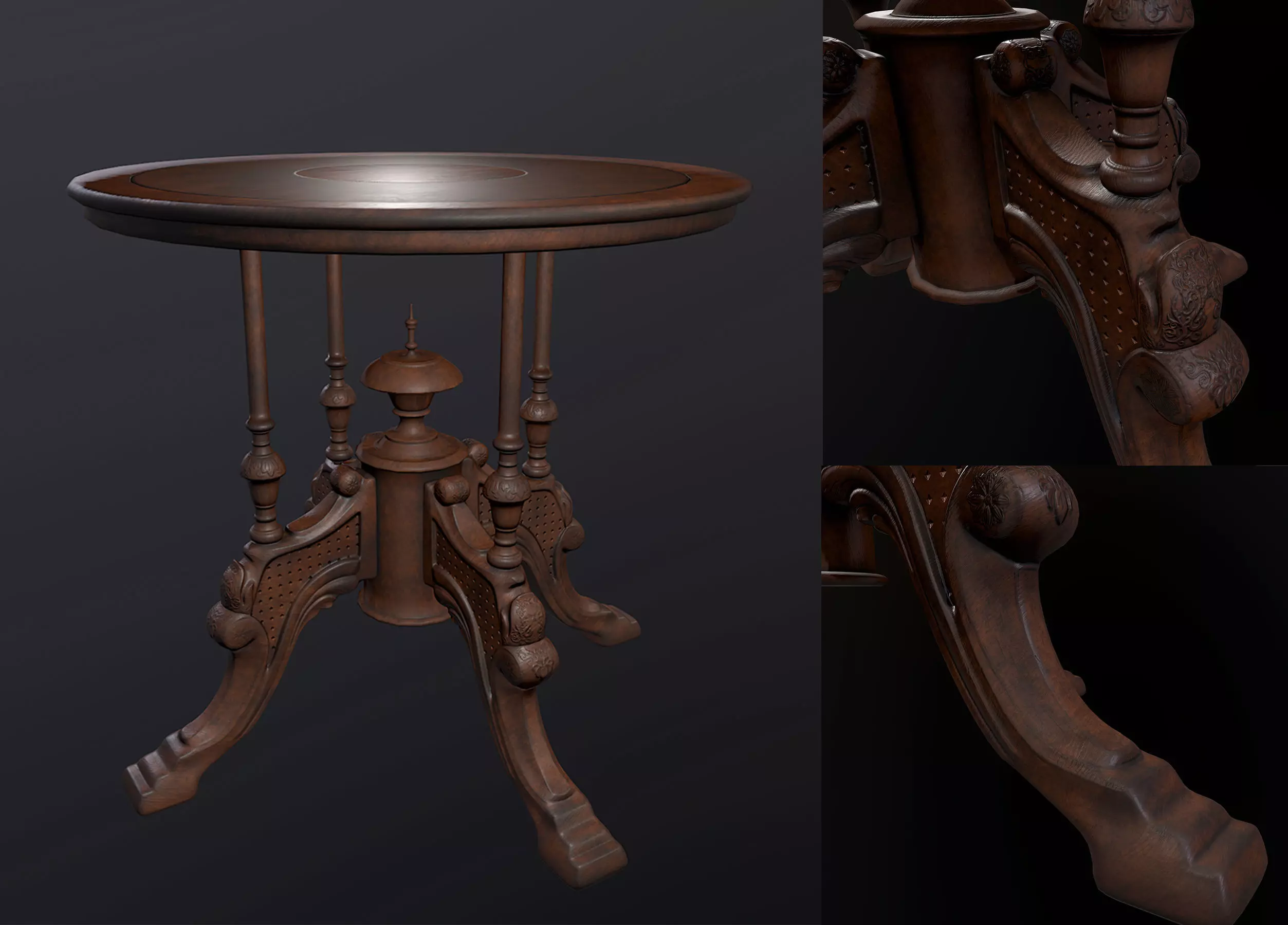 Victorian Table PBR Low-poly 3D model_0