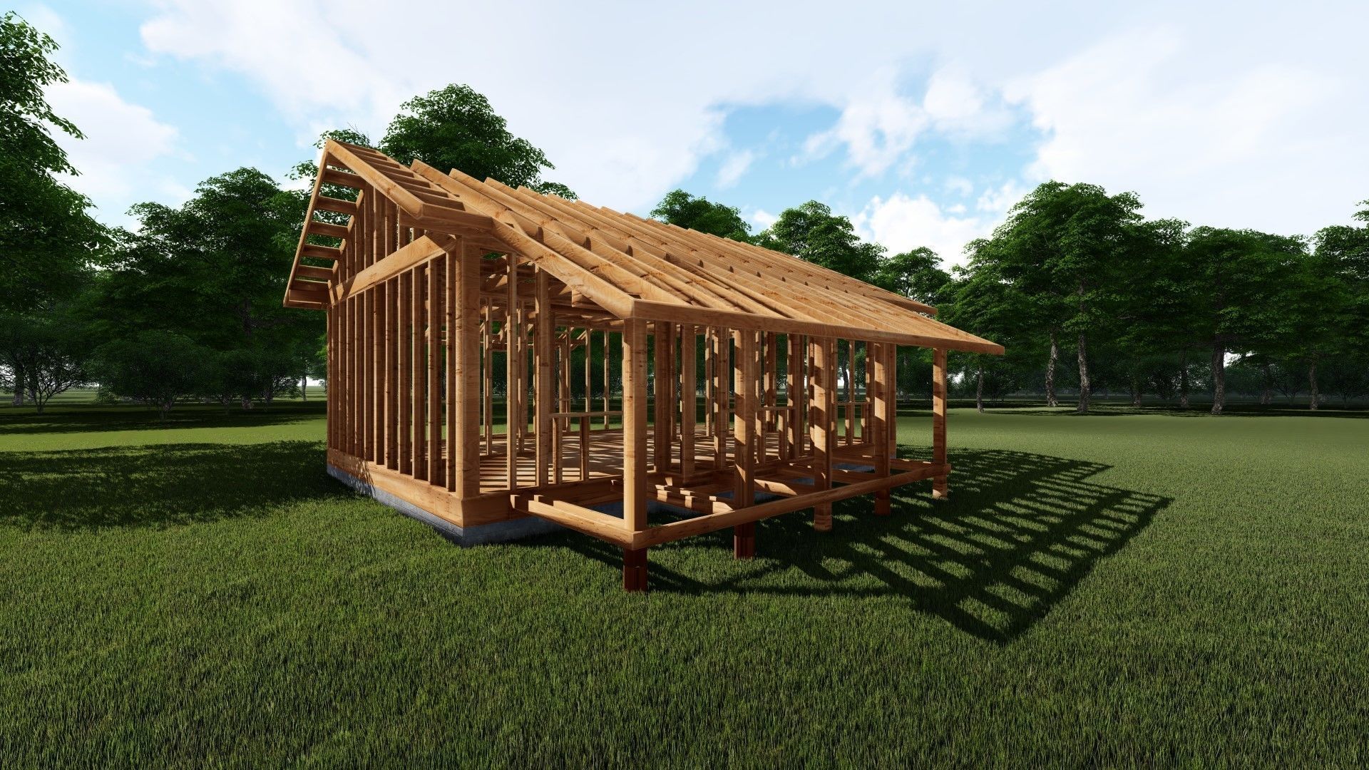 Small Framed House 3D model_2