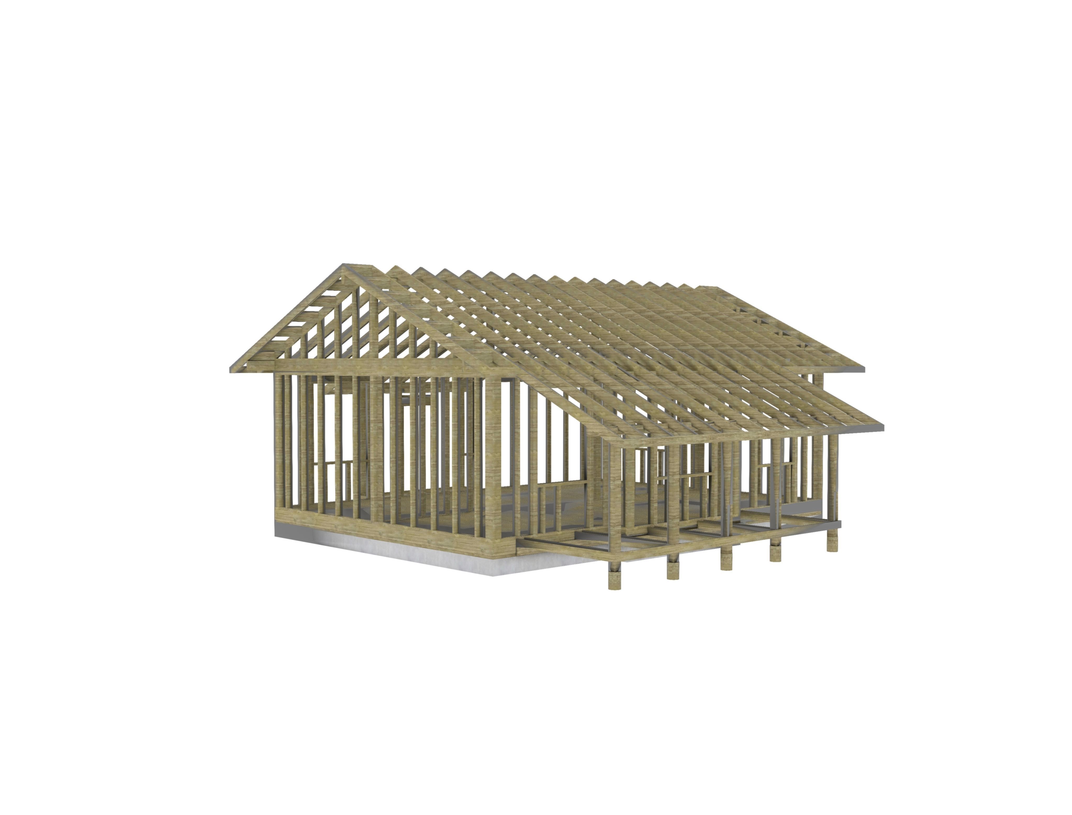 Small Framed House 3D model_11