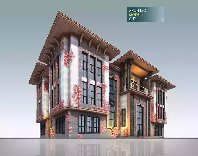 Old House Architectural 3d Model with Render Scene Low-poly 3D model