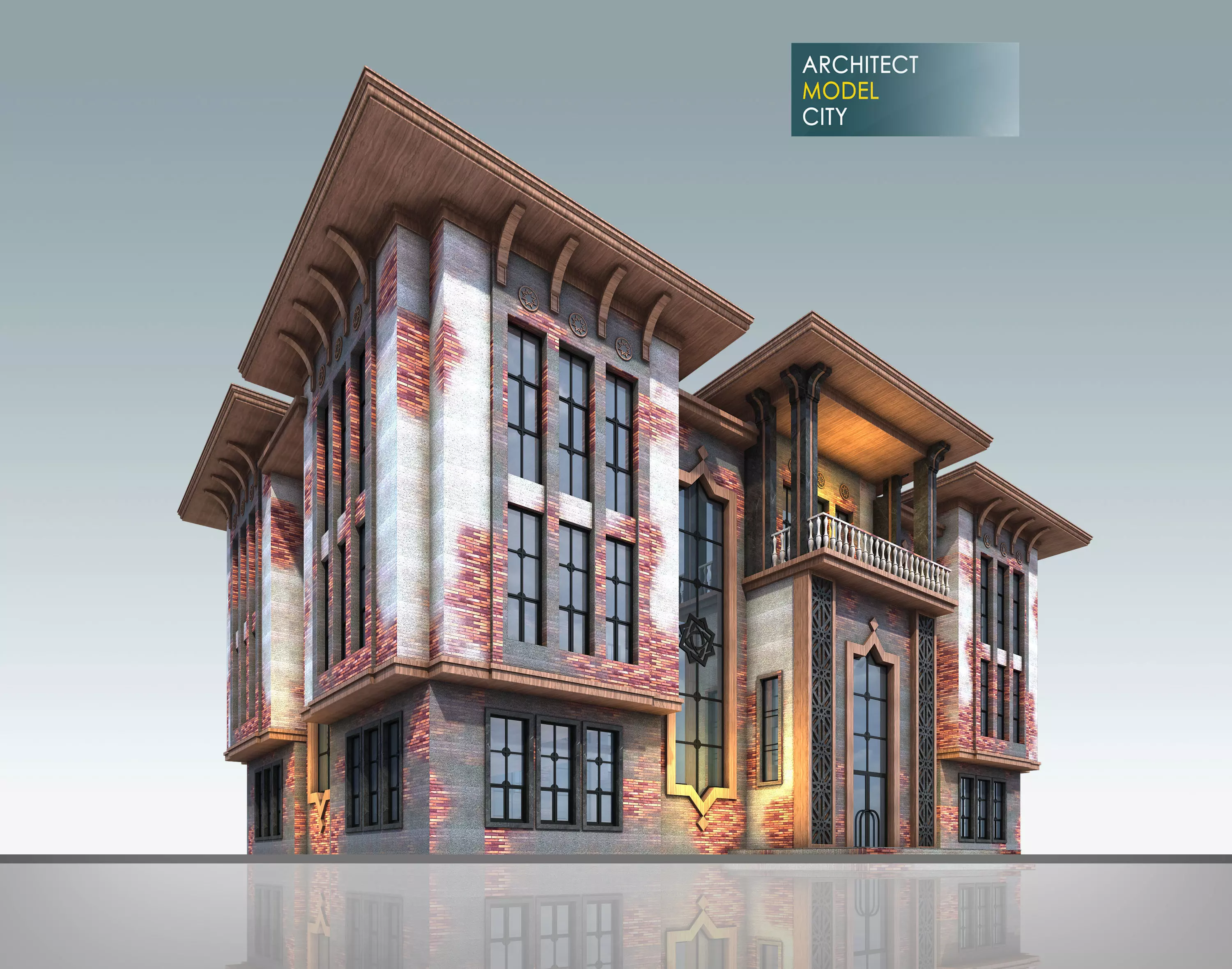 Old House Architectural 3d Model with Render Scene Low-poly 3D model_0