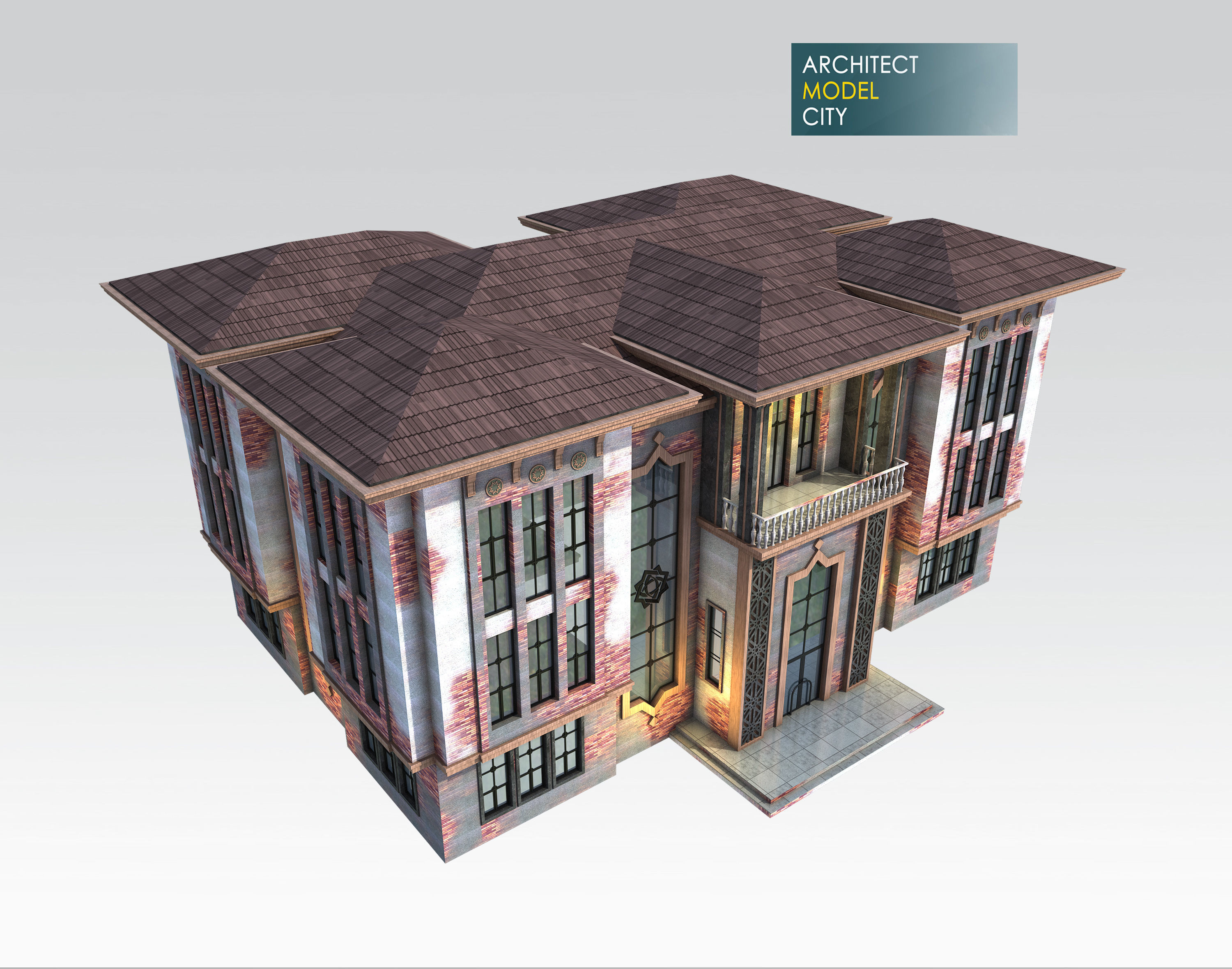Old House Architectural 3d Model with Render Scene Low-poly 3D model_4