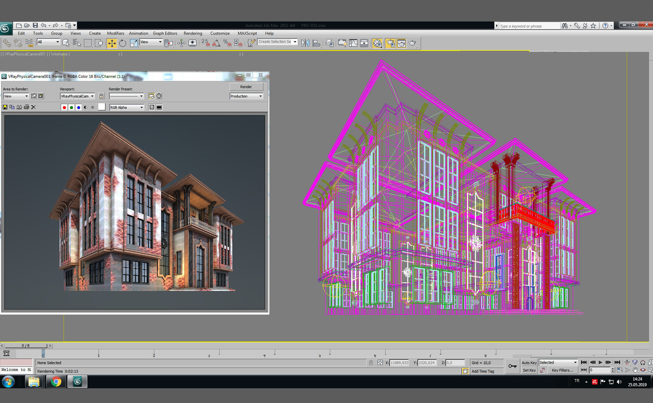 Old House Architectural 3d Model with Render Scene Low-poly 3D model_5