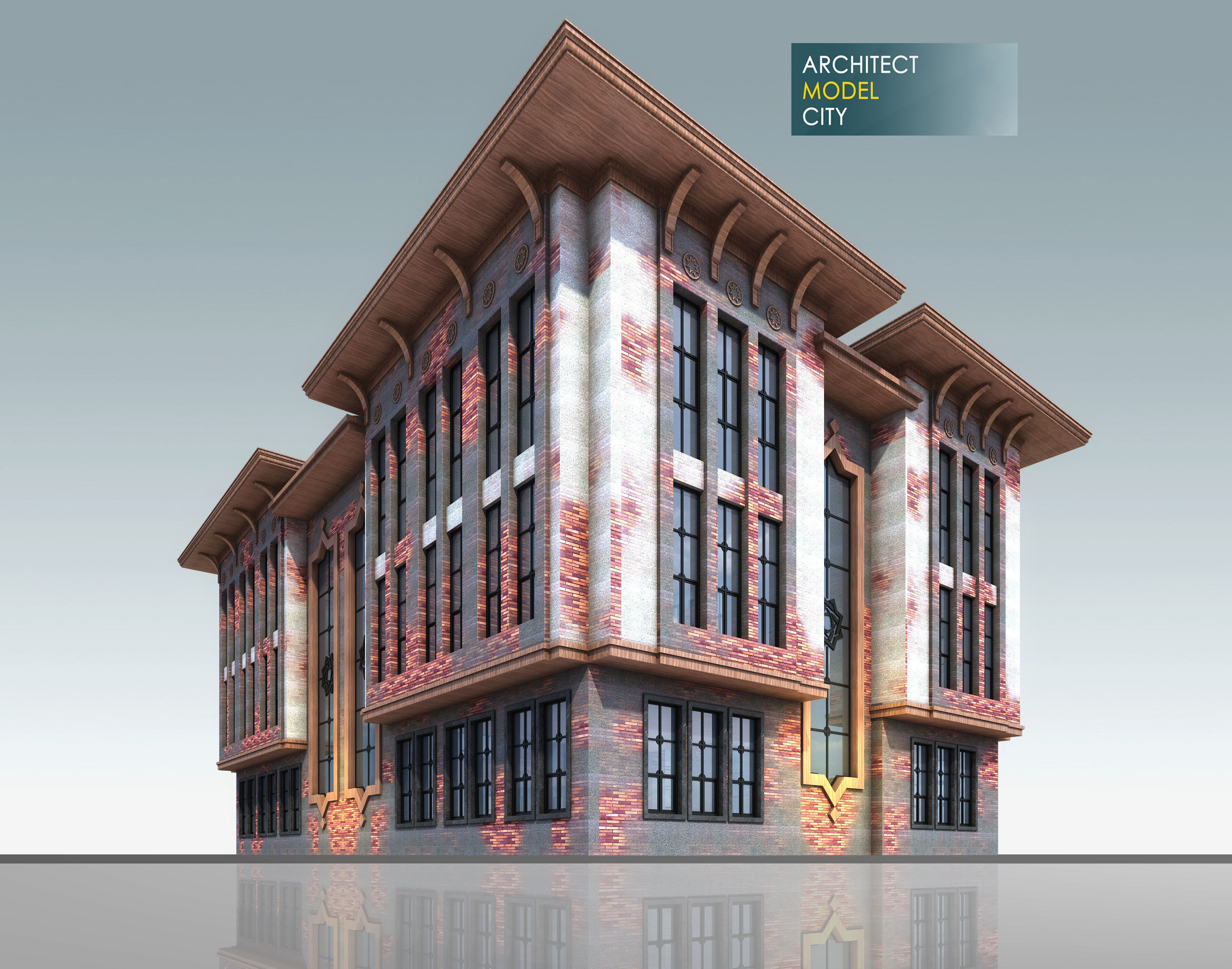 Old House Architectural 3d Model with Render Scene Low-poly 3D model_1