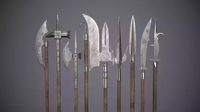 Medieval Polearms Low-poly 3D model
