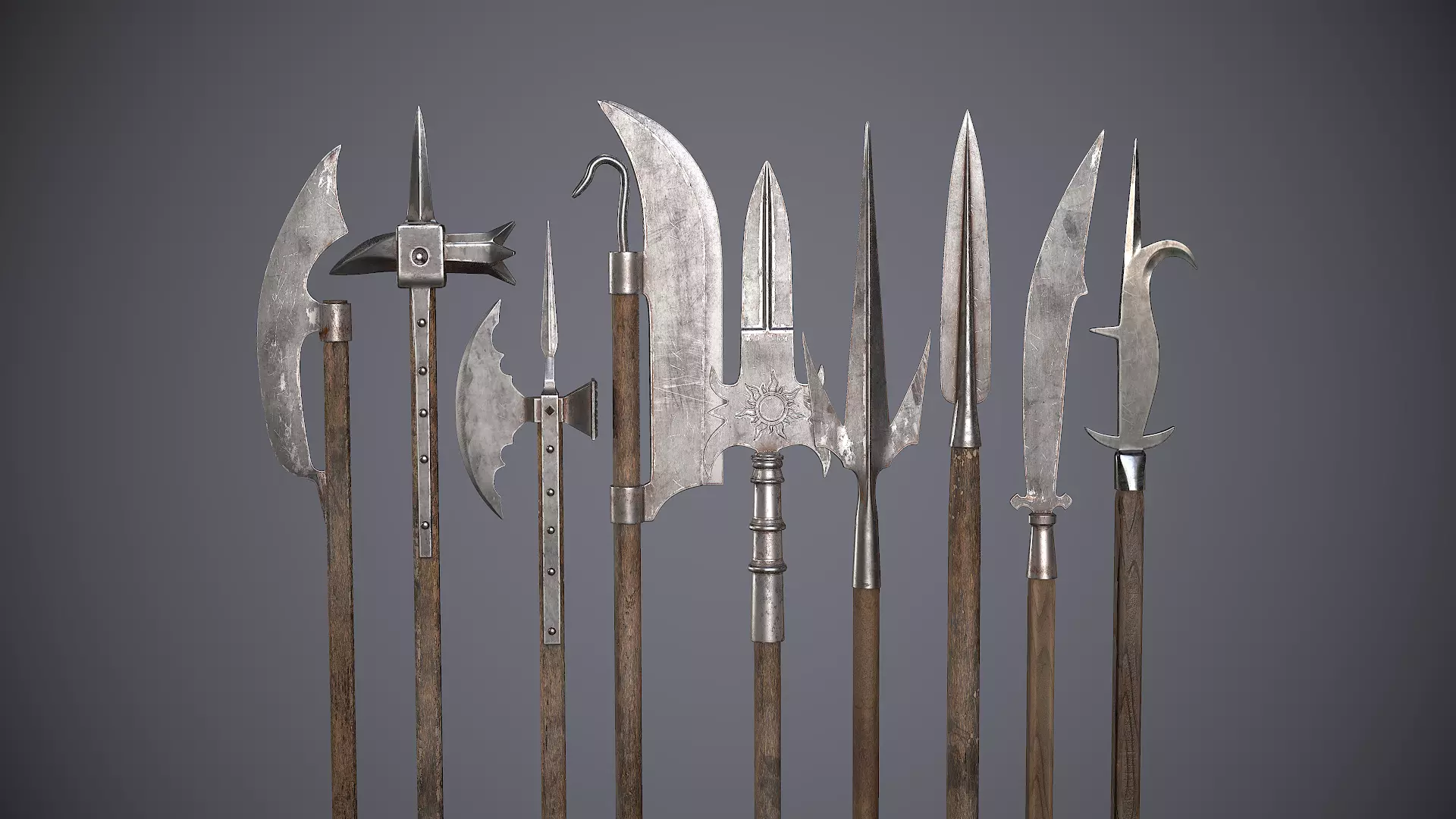 Medieval Polearms Low-poly 3D model_0