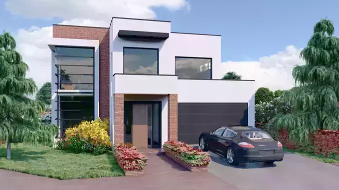 Modern Fresh Home-House Low-poly 3D model