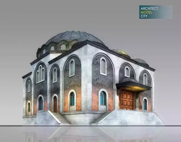 Mosque Architectural 3d Model with Render Scene