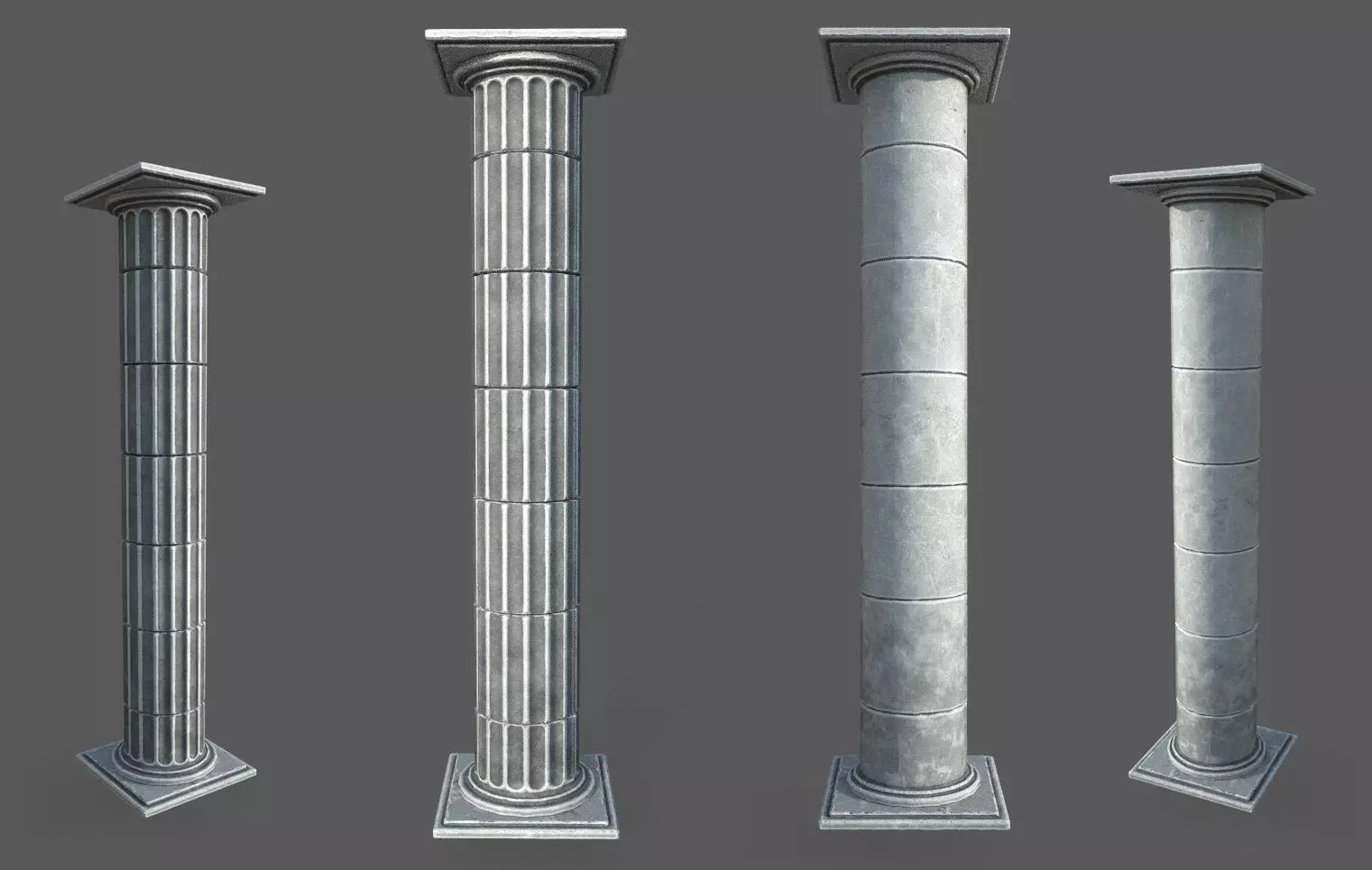 2 Roman Columns Low-poly 3D model_0