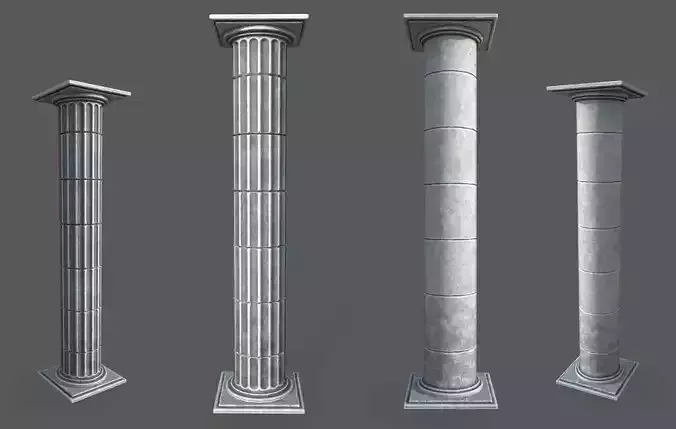 2 Roman Columns Low-poly 3D model
