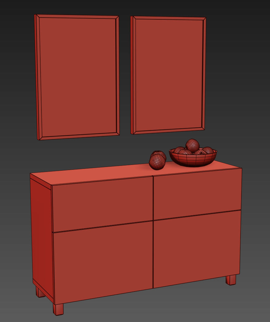 BESTA Storage combination with doors and drawers 3D model_9